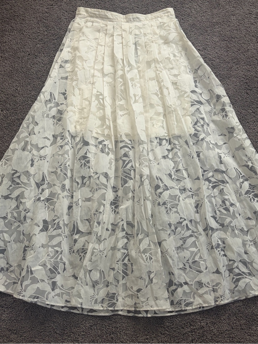 Anthropologie Cream Floral Lace Maxi Skirt